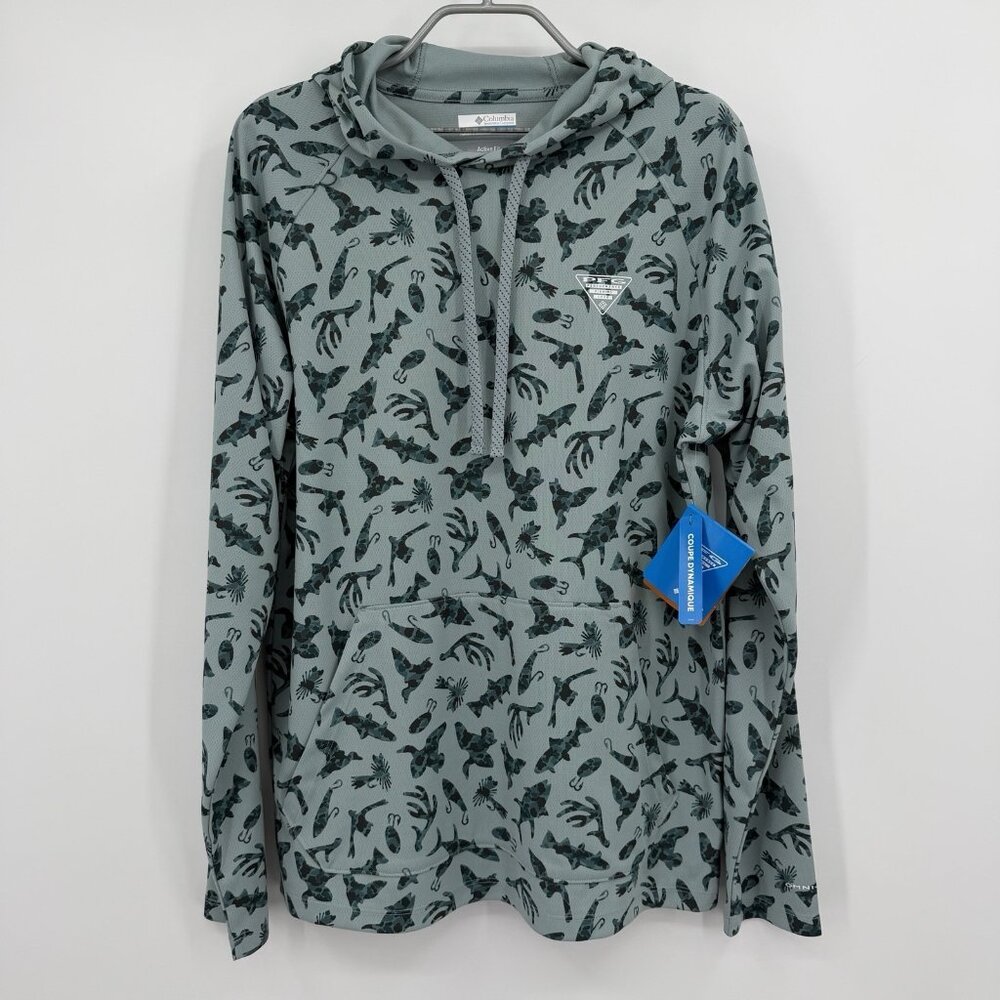 Columbia Men's PFG Wild Cast Camp Long Sleeve Hoodie T-Shirt Size S Omni-Shade